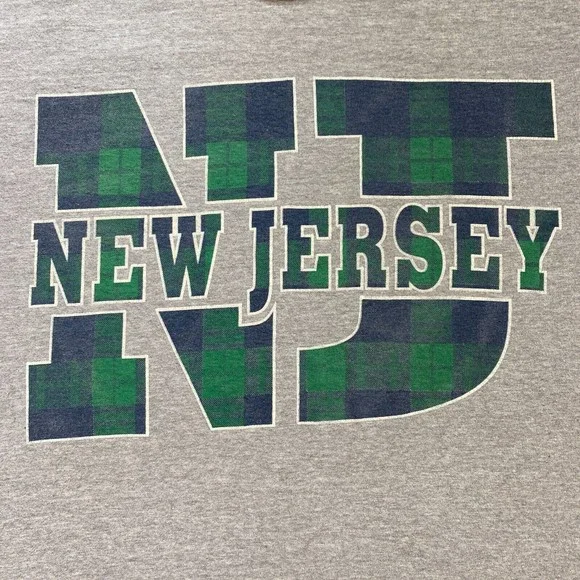 VINTAGE New Jersey Shirt Adult Large NJ State Plaid Gray Blue Green Mens 90s - Picture 4 of 12